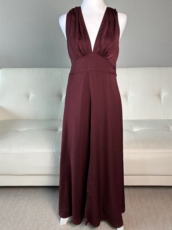 Banana Republic Burgundy Sleeveless V-Neck Maxi Dress - Evening, Prom, Event